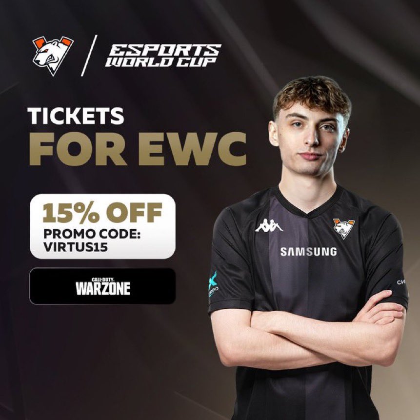 VP Dongy (@zdongyy) on Twitter photo With <a href="/EWC_EN/">Esports World Cup</a> coming soon !
if you’re interested in booking your trip You can use promo code VIRTUS15 & get your tickets for 15% off! 🐻❄️ 📷
Tickets: bit.ly/EWCtickets With <a href="/EWC_EN/">Esports World Cup</a> coming soon !
if you’re interested in booking your trip You can use promo code VIRTUS15 & get your tickets for 15% off! 🐻❄️ 📷
Tickets: bit.ly/EWCtickets