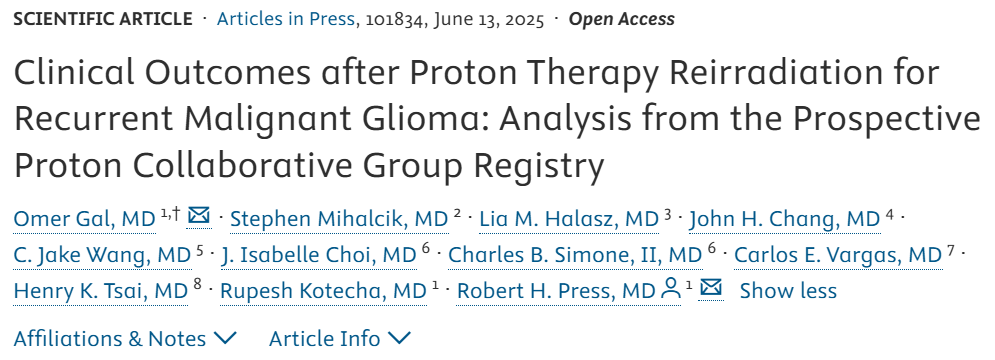 Advances_ASTRO's tweet image. ❗️Out now in Advances❗️
Prospective outcomes after proton re☢️(median 44.6 Gy) for pts w/ recurrent gliomas:
🔘 mOS 11.2mo - 🔼 w/ oligo histology, >60 mo from prior ☢️
🔘 Acute G3 toxicity 8% -🔼 w/ poor PS (ECOG 2-3)
🔘 Late G1☢️necrosis: 19%
tinyurl.com/38zk4aun