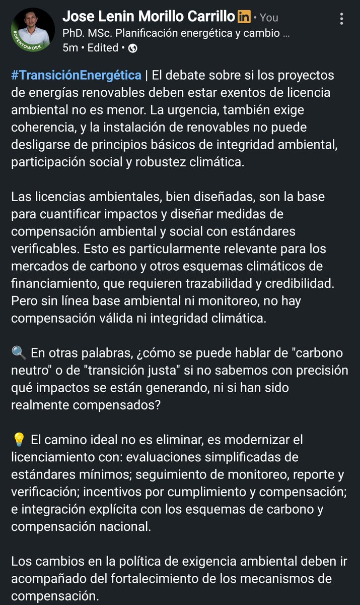JoseLMorilloC's tweet image. #TransiciónEnegética