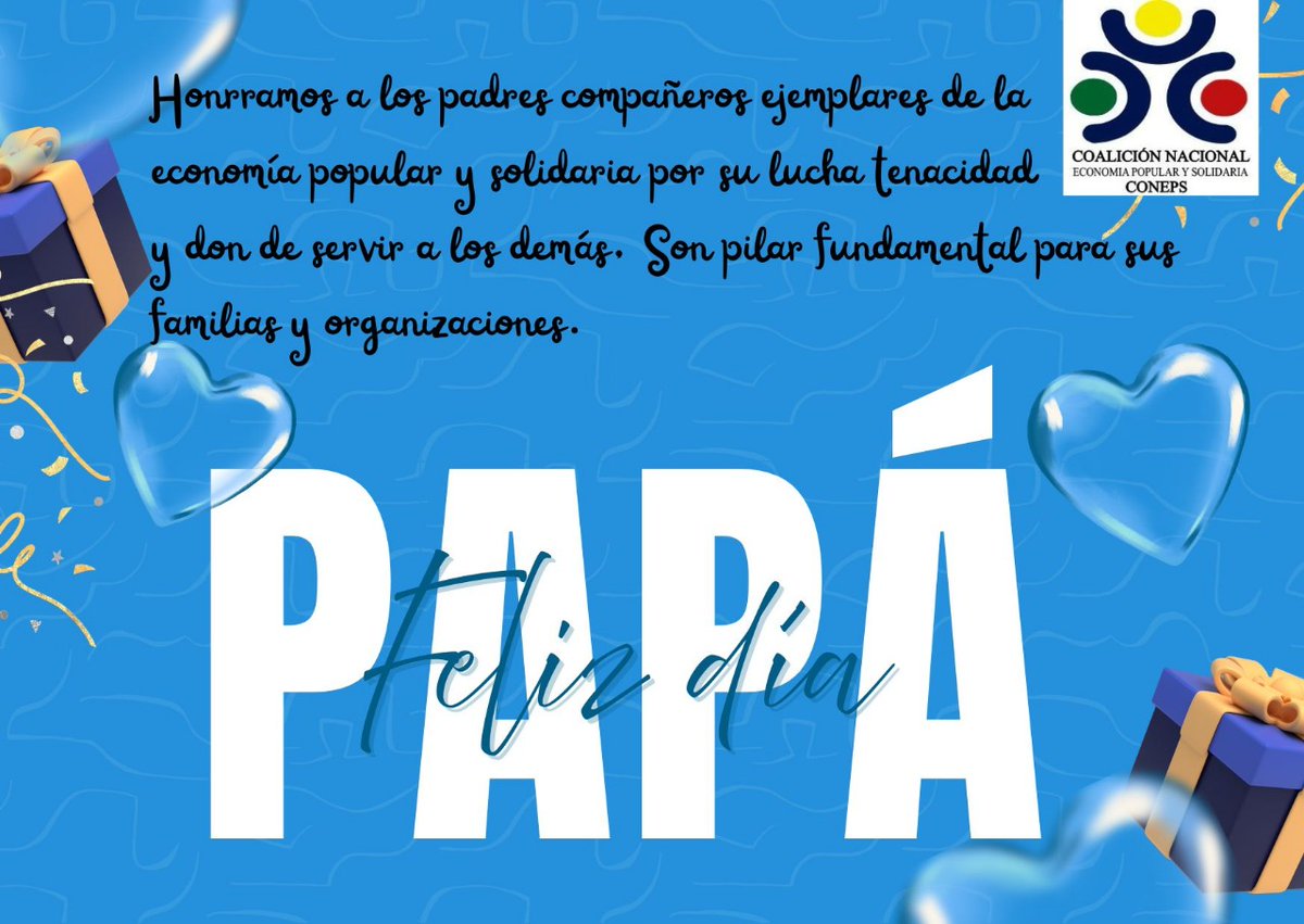Hoy celebramos a nuestros compañeros padres que son líderes, dirigentes y representantes de la economía popular y solidaria por su compromiso y dedicación a la lucha colectiva. #FelizDiaDelPadre #Eps