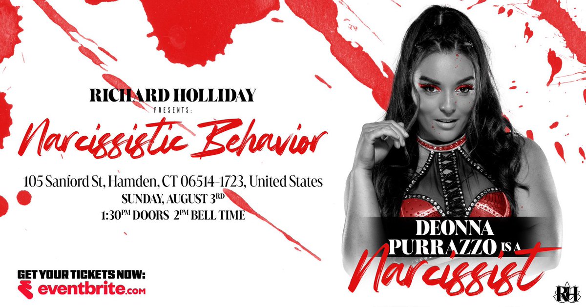 Today is a great day to get yourself some tickets to “Narcissistic Behavior” ‼️

Limited Front Row Remain!

1st and 2nd row receive a signed event poster with all of the stars! 

Already announced:
Deonna Purazzo
Hammerstone 
EC3
+more to come this

🎟️: TinyURL.com/RichardHolliday