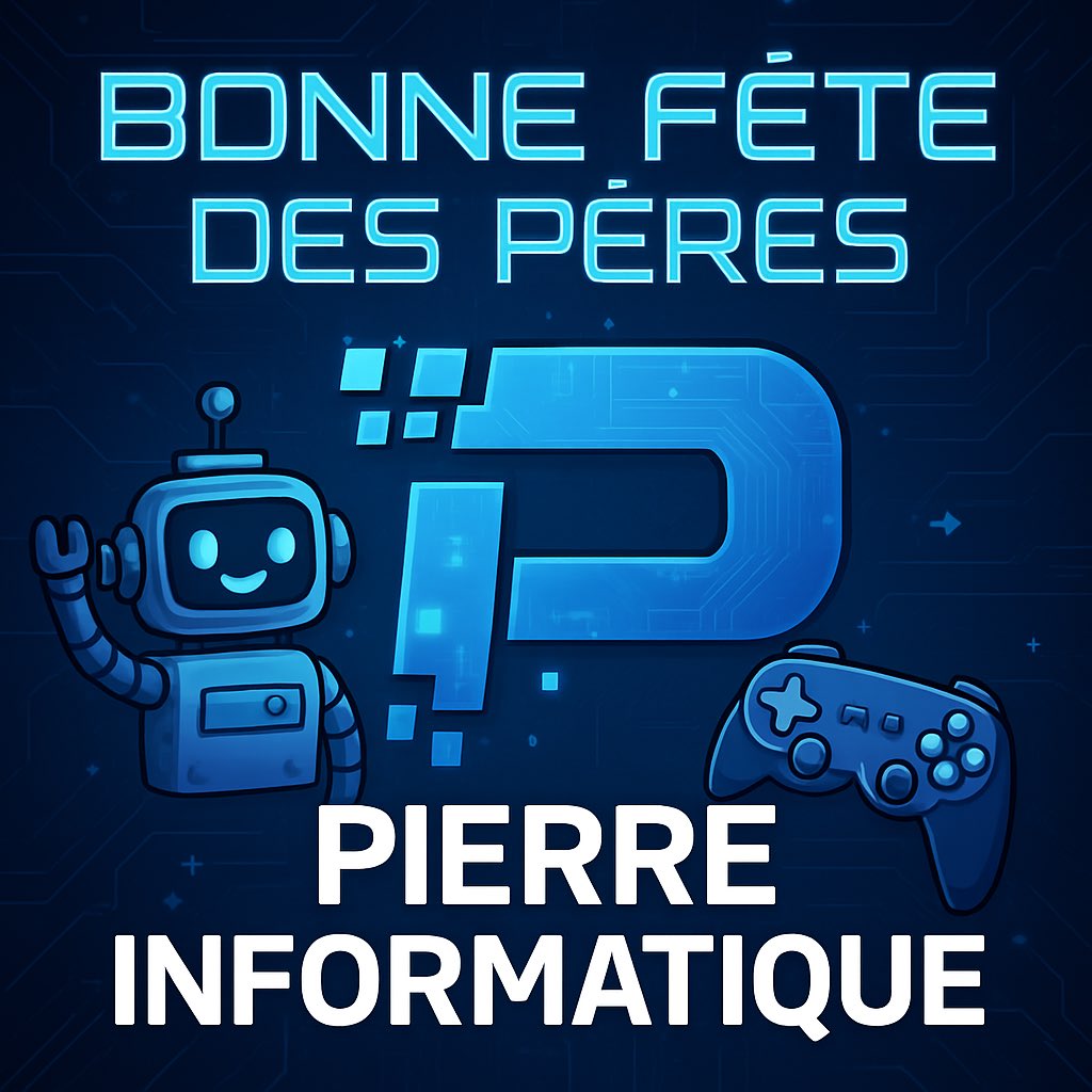 Pierreinformati's tweet image. 💙 Bonne fête à tous les papas geeks, bricoleurs et protecteurs 💙
Chez Pierre Informatique, on pense fort à vous aujourd’hui !
Merci à tous les papas qui transmettent leur passion, leur patience… et parfois leur vieille manette 😄🎮

#pierreinformatique #fetedesperes