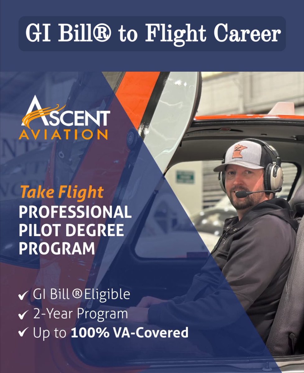 Attention Veterans, <a href="/AscentDuluth/">Ascent Aviation</a> proudly accepts Veteran benefits! ascentaviation.com