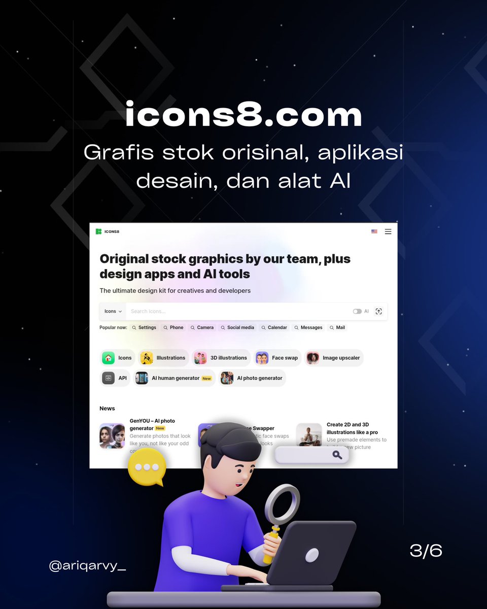 itsariqarvy's tweet photo. Website Asset UI UX Favorit Designer yang jarang orang orang tau, langsung cek aja 
Mau bertanya tanya bisa comment atau Dm ya 😁

#ui #uxuidesign #designwebsite #designapp #openforproject #openforprojects https://t.co/ipPZyEEyIU