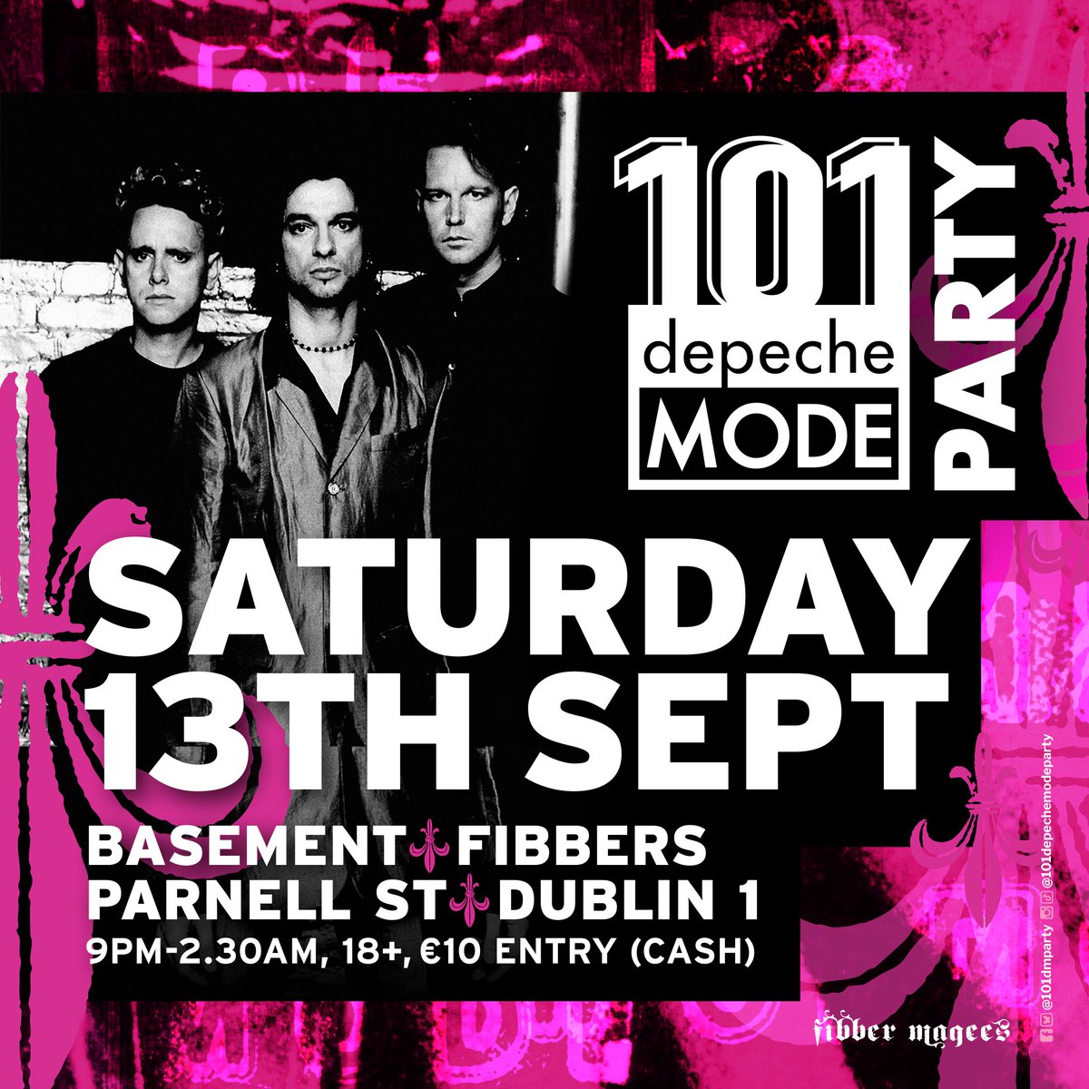 🌹👑101 Depeche Mode Party👑🌹
Three DJs with nothing but Depeche Mode! It's our policy of truth. 
➡️ Saturday, 13th September 2025
➡️ Basement, Fibber Magees, Parnell Street, Dublin 1, Ireland
➡️  9pm until 2.30am 
➡️ Entry €10 (Cash entry)
➡️ 18+ event
#101depechemodeparty