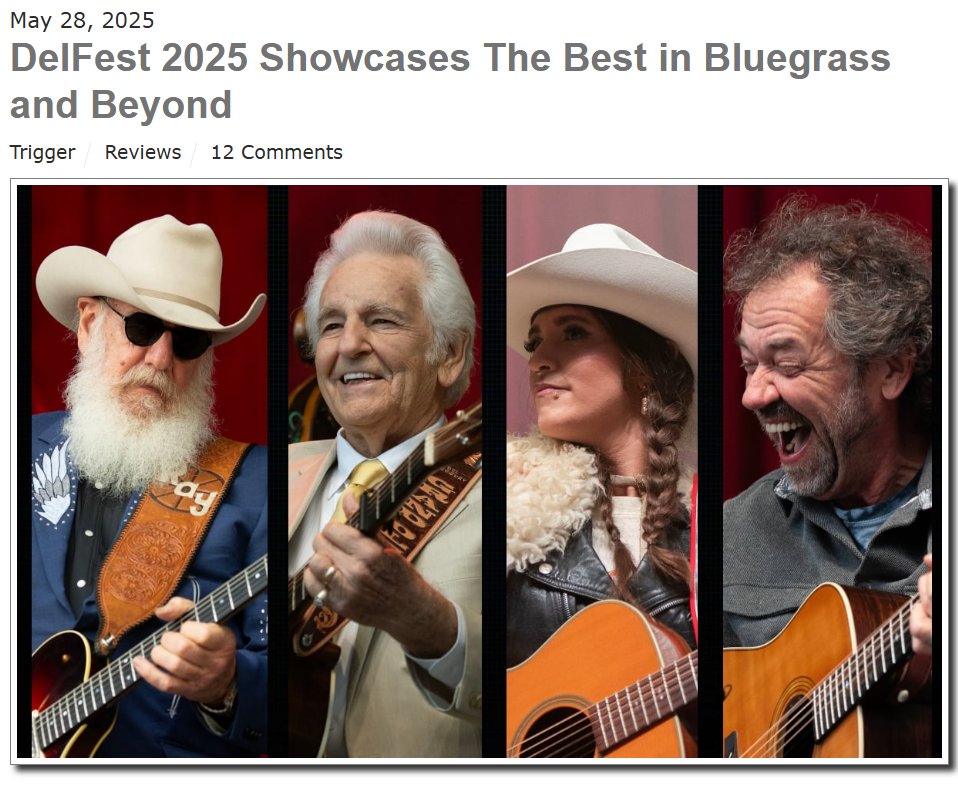 DelFest (@delfest) on Twitter photo "When you come up with a list of must-do festivals for bluegrass fans, there are certainly three big ones that immediately come to mind, MerleFest, The Telluride Bluesgrass Festival, and this one."
Thank you for the review <a href="/KyleCoroneos/">Saving Country Music</a>! "When you come up with a list of must-do festivals for bluegrass fans, there are certainly three big ones that immediately come to mind, MerleFest, The Telluride Bluesgrass Festival, and this one."
Thank you for the review <a href="/KyleCoroneos/">Saving Country Music</a>!