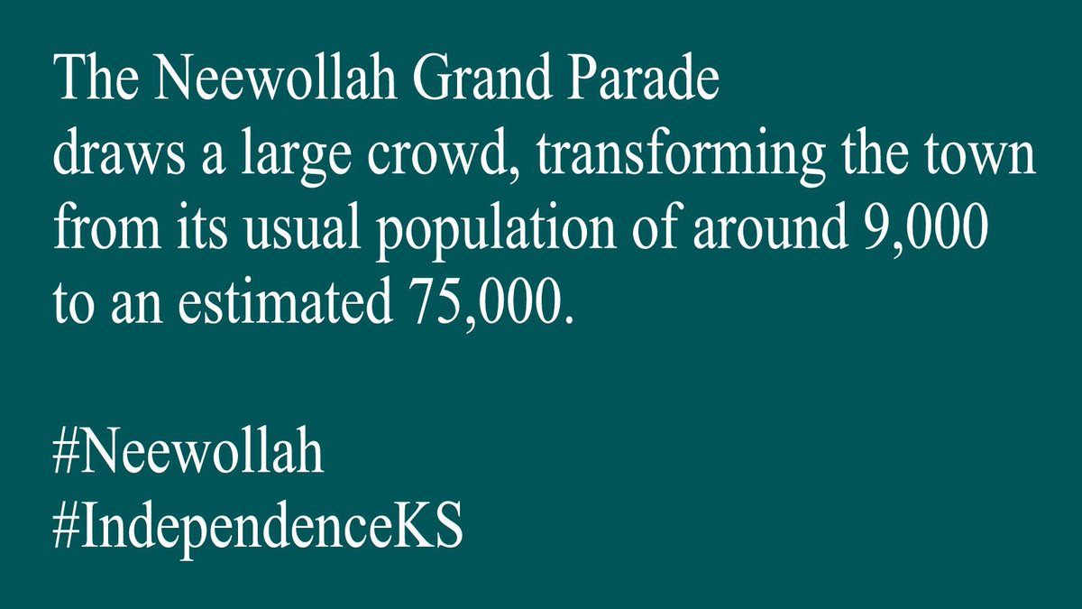 NanInKansas's tweet photo. Our little town of fewer than 9K people hosts a parade on the last weekend of October that has a higher attendance than Trump’s little birthday parade did in the nation’s capital.
#Neewollah
#IndependenceKS https://t.co/YJrEJ03jbF