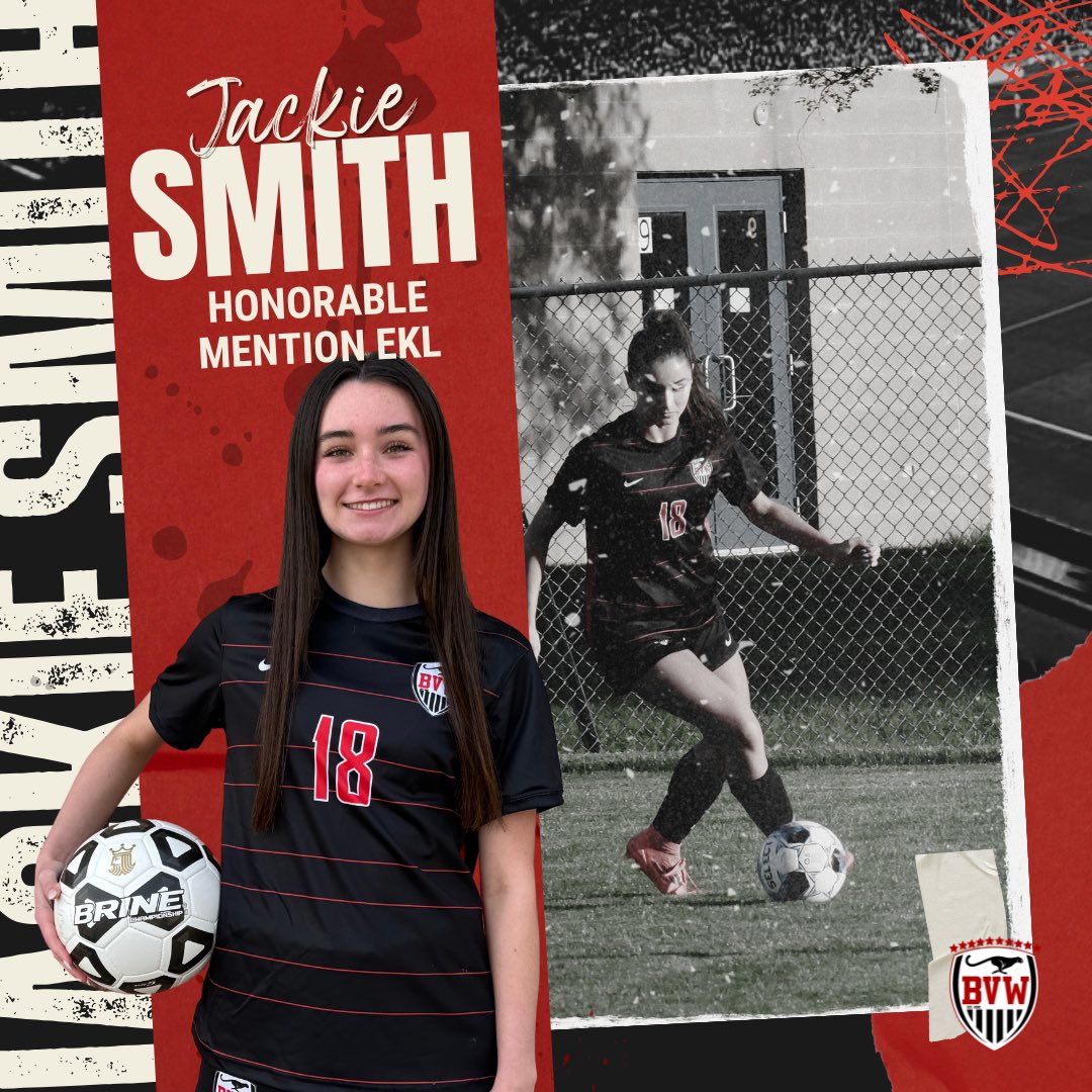 BVWGirlsSoccer's tweet photo. Congratulations Jackie Smith! You had a fantastic Junior year! Can’t wait to see how your Senior year goes for you! Congratulations Jack!

✅ Honorable Mention All EKL https://t.co/7eEffboipb