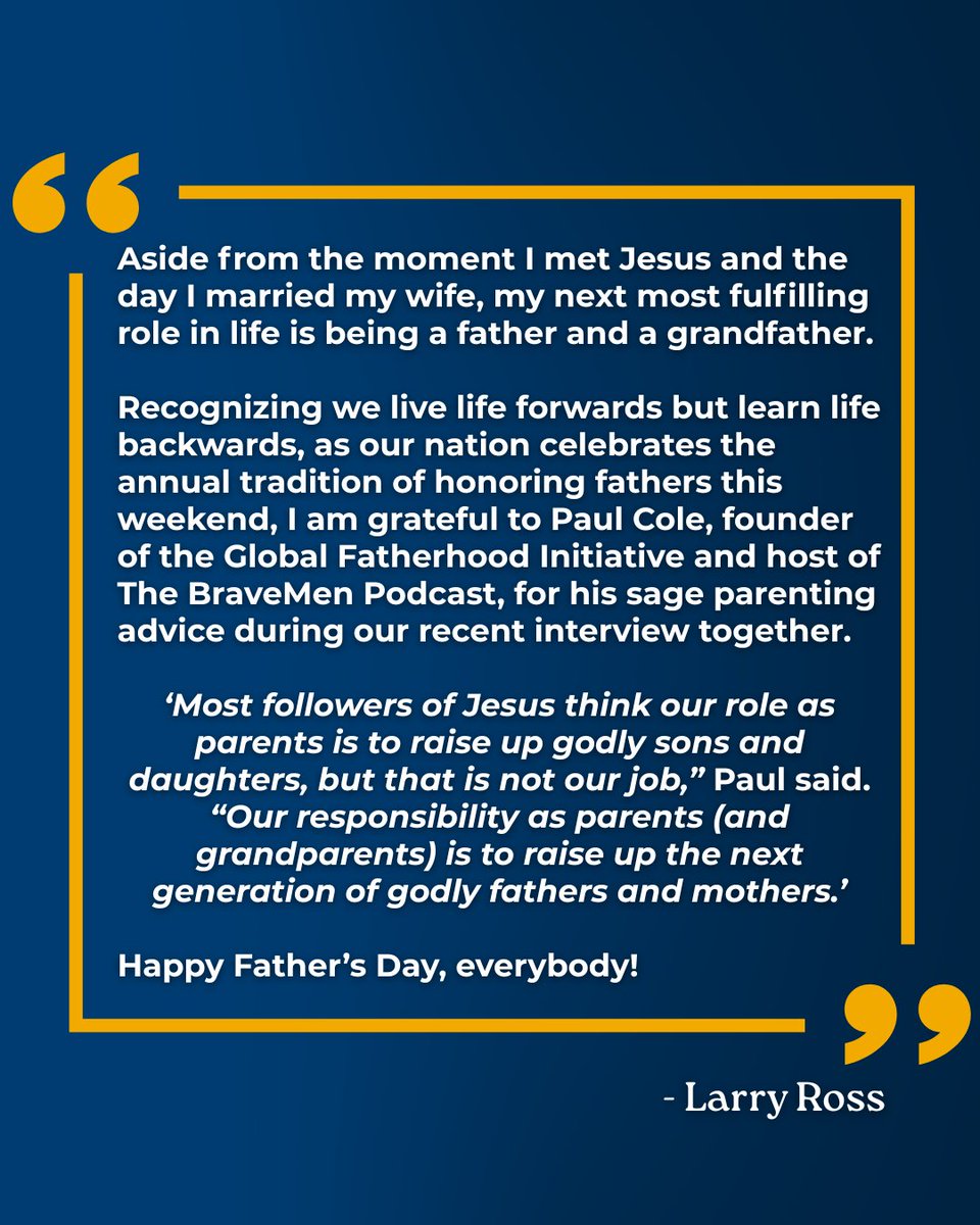 alrc's tweet image. We are honored to share a Father's Day reflection from our Founder and CEO Larry Ross. We extend our heartfelt gratitude to all the fathers who are nurturing and guiding the next generation of fathers and mothers. Wishing everyone a blessed and meaningful Father’s Day!
