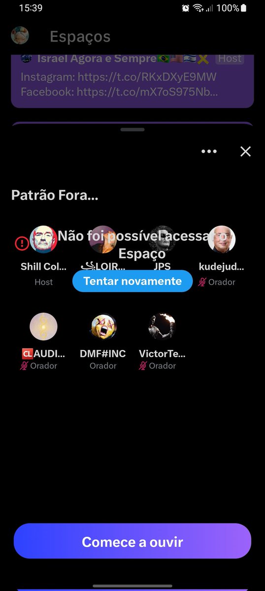 fuckingworld23's tweet photo. @mrcerelac Olá. Boa tarde. Alguém sabe o que se passa com alguns spaces, que entro e nao oiço ninguém...ou não consigo entrar? Sabem dizer se há algum bug? https://t.co/FGK9308LtL