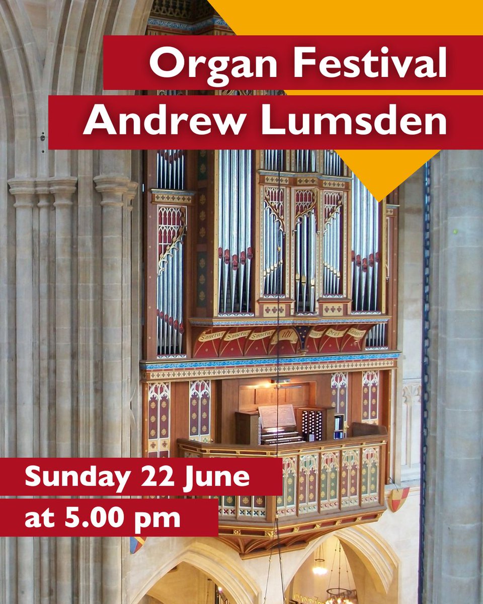 Our next Summer Organ Festival concert is given by Grammy Award-winning Andrew Lumsden on Sunday 22 June at 5.00 pm. Including Bach's famous Toccata and Fugue in D minor - a concert not to be missed! 

Free to attend but please book via: eventbrite.com/e/1301001613849