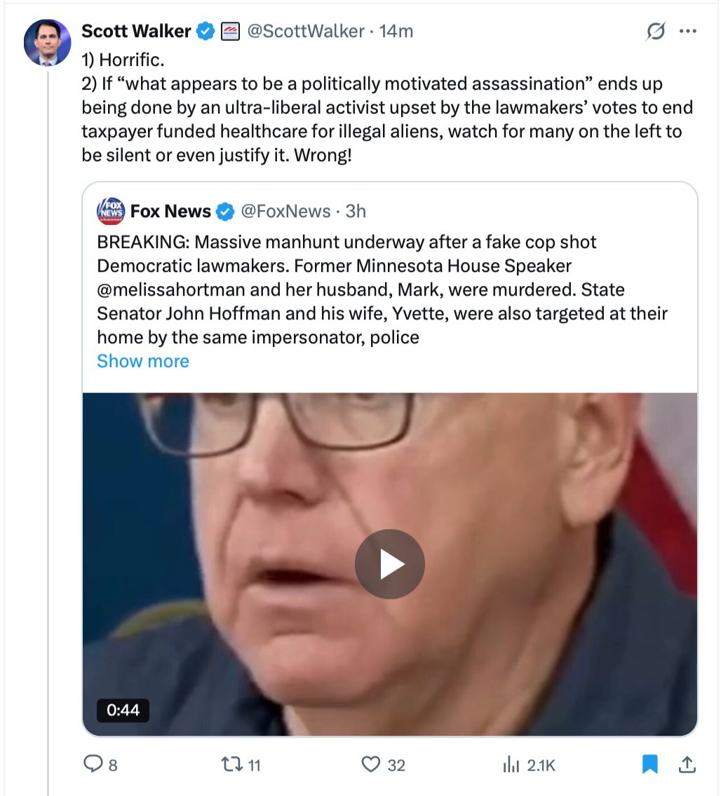 MurphyForWI's tweet image. Speaking of being “silent.”

@ScottWalker deleted his pathetic tweet rather than owning up to his spreading of lies. However, @FoxNews is still promoting it 24 hours later, despite the fact 11 Wisconsin Democrats were also on the k!ll list.

The irony is palpable.

#PatheticLiar