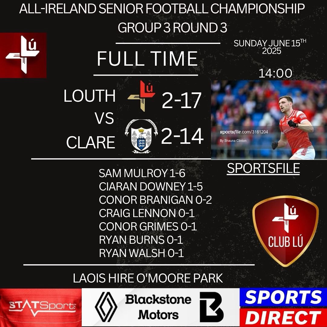 FT in Portlaoise.

A crucial win to advance into next week’s Preliminary Quarter Final🔴⚪️