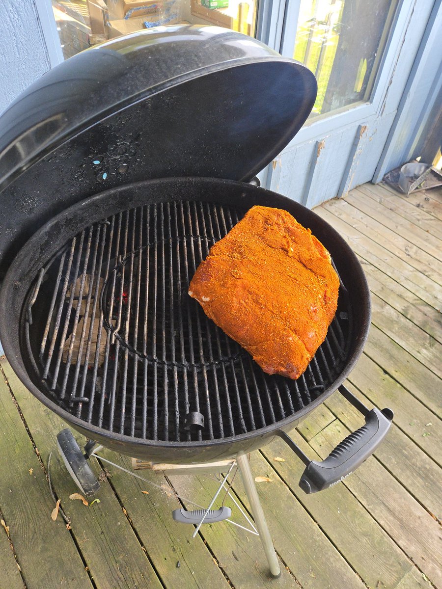 10lb pork butt on the <a href="/WeberGrills/">Weber Grills</a> kettle. Happy Father's Day!