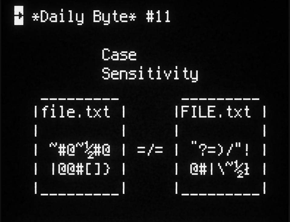 zuhaitz_dev's tweet image. #DailyByte #11: The Curious Case of Case Sensitivity Across Operating Systems.

Ever wondered why file.txt and FILE.txt are two different files on Linux, but the same on Windows? 

Let&apos;s get into it.👇