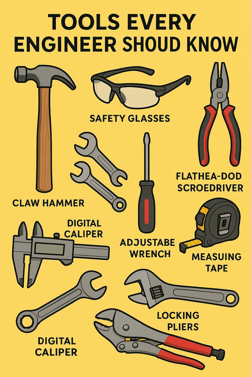 Dheerajkum893's tweet image. 🔧 Essential Tools Every Engineer Should Know! 💡 
#EngineeringTools #MechanicalEngineer #ToolboxEssentials #EngineerLife #MechShala #WorkshopTools #EngineeringStudent #Manufacturing #DesignAndBuild #LearnByDoing #EngineeringDaily #MadeForEngineers
