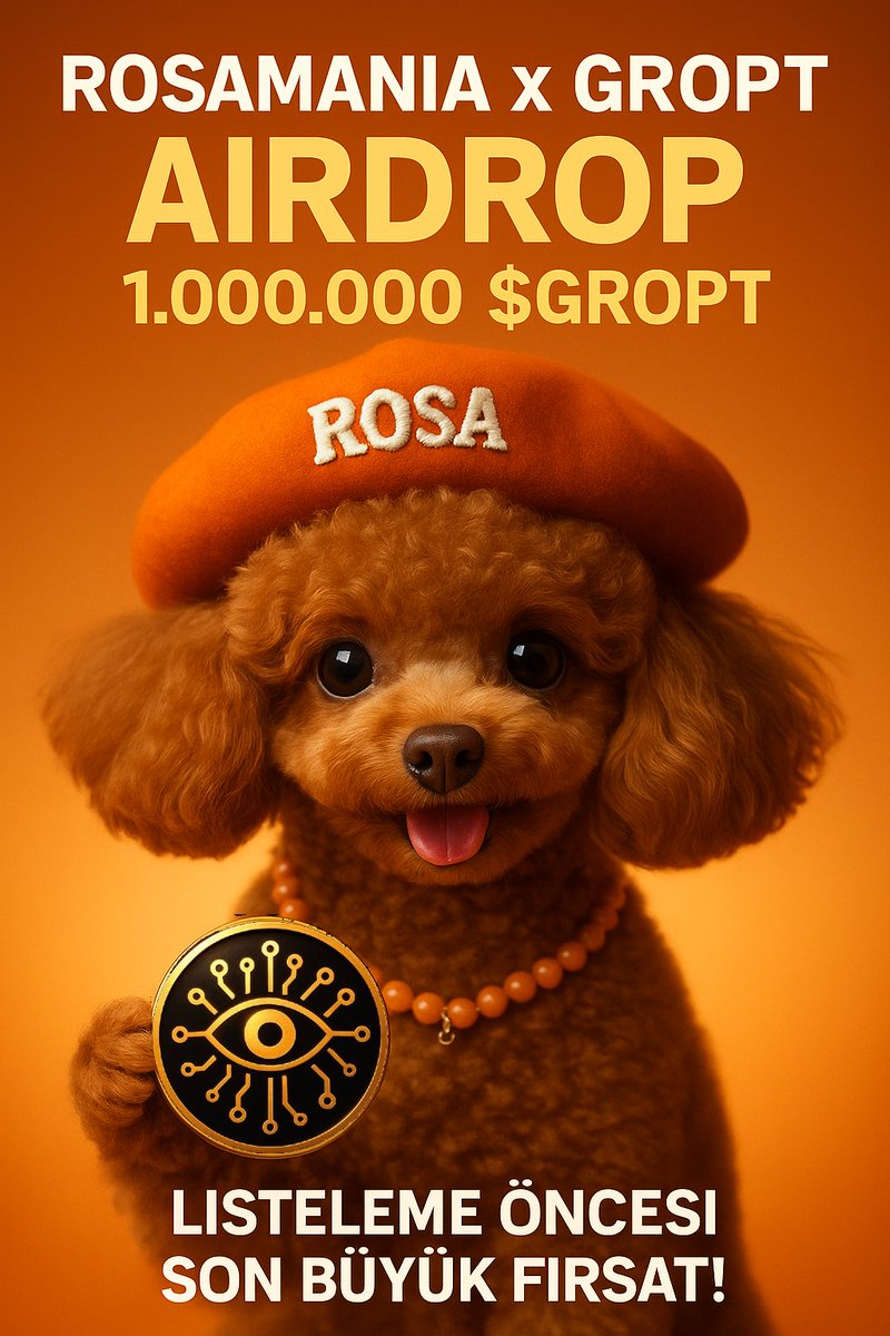 🚨 Rosamania x GROPT Airdrop 🚨
1.000.000 $GROPT dağıtıyoruz! 🎁
Tam 50 kişi kazanacak!
Airdrop etkinliğine katılmak için yapmanız gerekenler:

1️⃣ <a href="/gropt_labs/">GROPT Labs</a>, <a href="/gropt_bitci/">GROPT | Bitci's First AI Agent</a>, <a href="/izzetsalti/">ᵢzₒₘₐₙᵢₐ</a> @kriptoma34 hesaplarını takip et.

2️⃣ Bu tweeti beğen + RT

3️⃣ Yorumlara Rosamania x GROPT