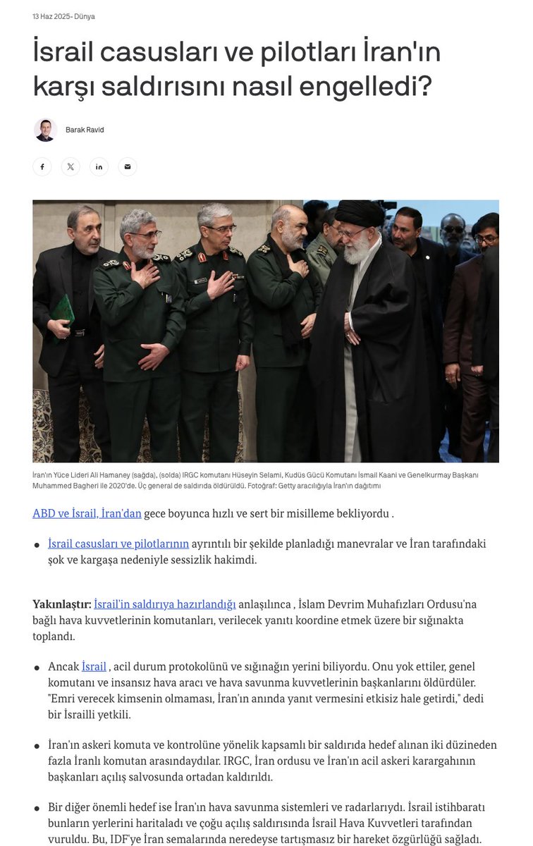 Rehber karşısında elleri göğüste selam duran adamların üçü de İsrail tarafından öldürüldü.
En soldaki çantacı ise hala sağ, olup bitenlerin asıl sorumlusu o. 
Fanatik bir Şii ve iflah olmaz bir milliyetçi olarak Ali Ekber Velayeti, İran'ın hadsiz yayılma projelerinin asıl mimarı.