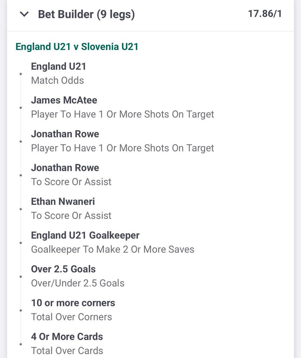 England U21 vs Slovenia U21 Bet Builder

@ 18.86 odds

❤️this tweet if you back it!