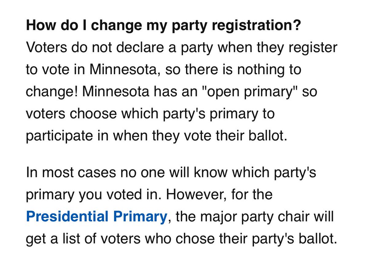 In which state, because Minnesota doesn’t allow registration by party. This is from their Secretary of State’s website.

Why isn’t the truth enough for you?