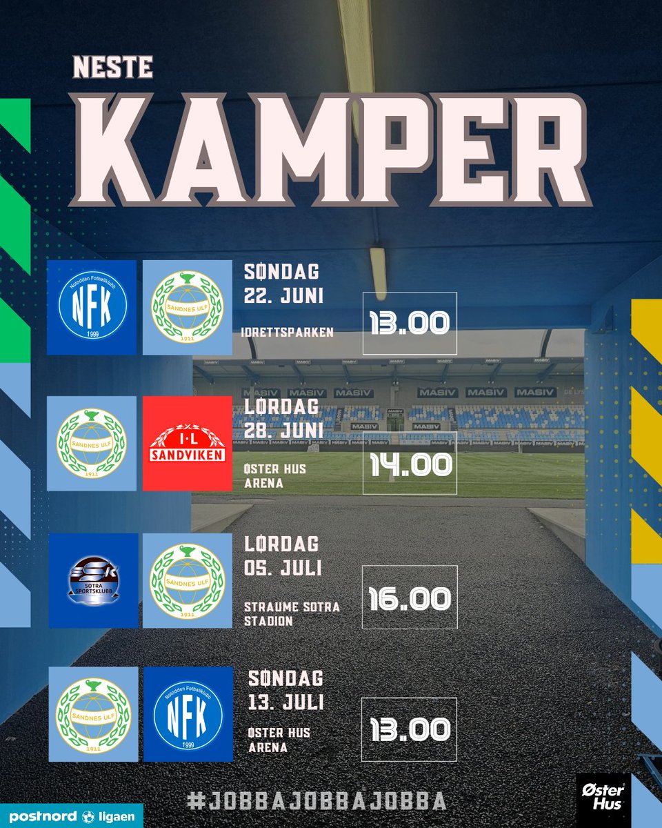 📅 Fire kamper gjenstår før ferien! 

To bortekamper og to hjemmekamper. 

Notodden borte først ut, søndag om en uke! ⏭️ 

#JobbaJobbaJobba