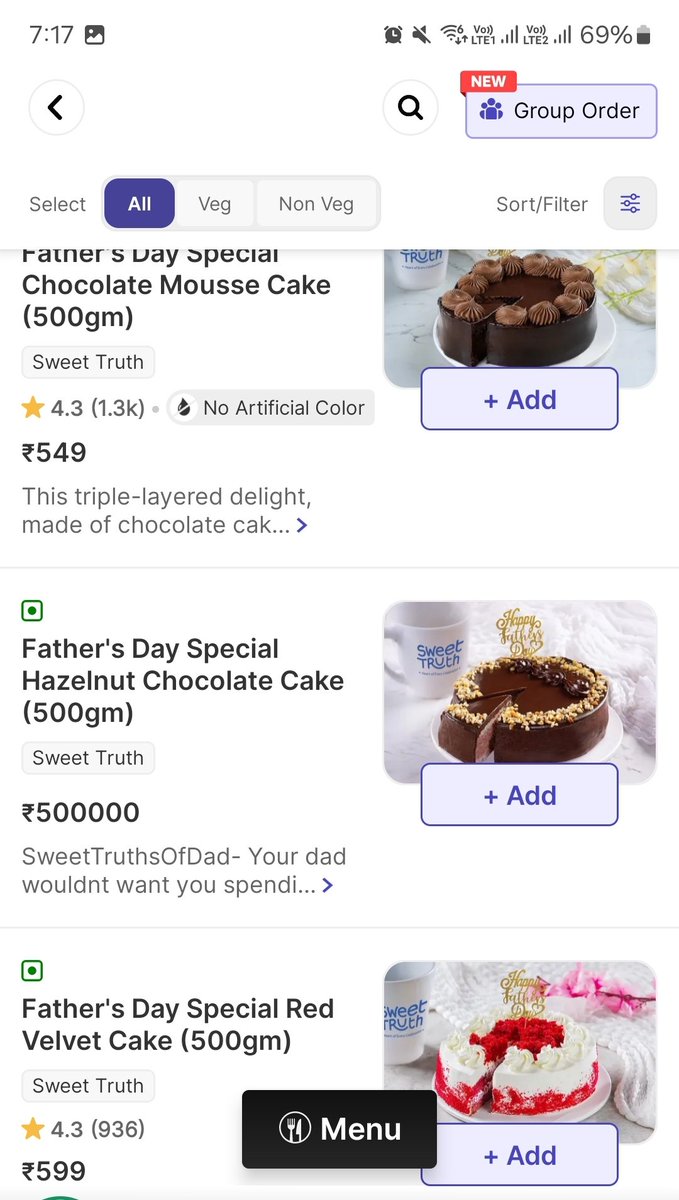 Father's day special cake : 5Lakhs only. 
Vo sb toh thik h lkin father's day k nam pr <a href="/eatsurenow/">EatSure</a> thoda zyda hogya, bs thoda sa zyda.