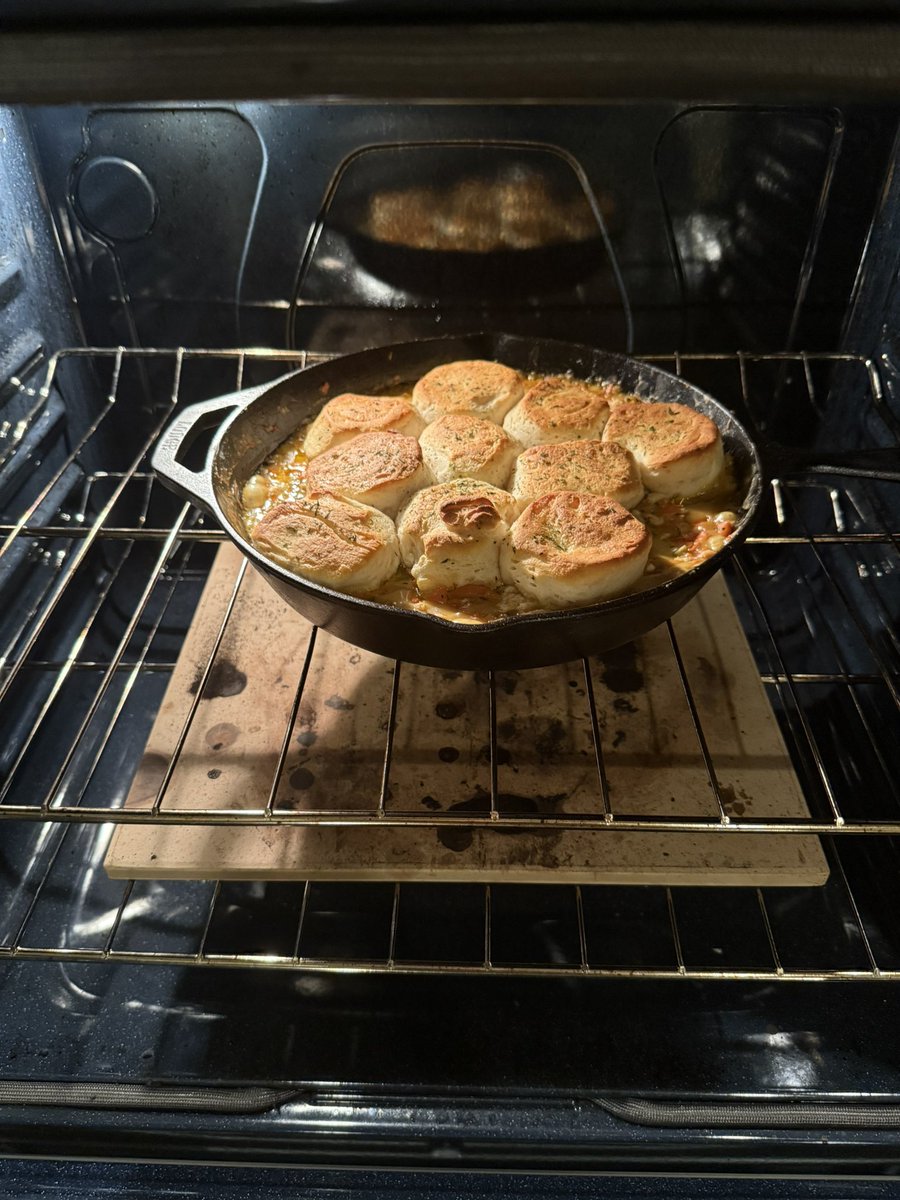 theDBH's tweet photo. cast iron turkey &amp; biscuit pot pie https://t.co/26dmehjUOC