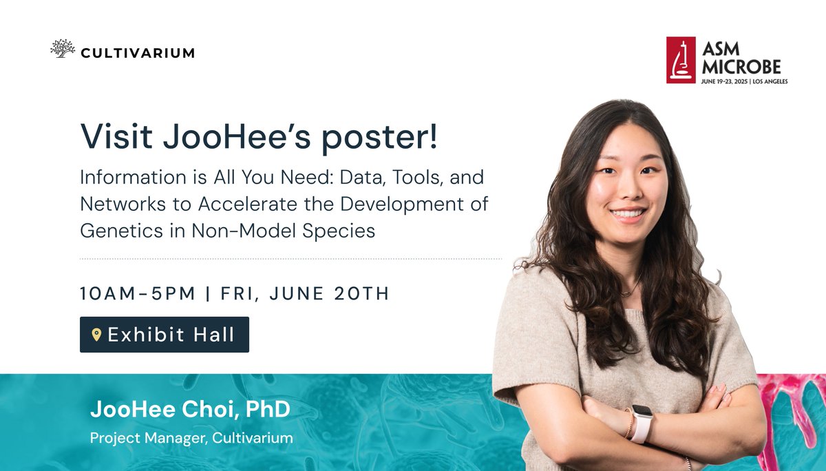 What’s the key to unlocking more microbial systems?
A better ecosystem for sharing tools, data, and insights.

JooHee Choi shares how Cultivarium is building that future. Catch her at her poster at #ASMMicrobe2025.

<a href="/ASMicrobiology/">ASM</a> #ASMmicrobe #Microbiology #ScienceConnection
