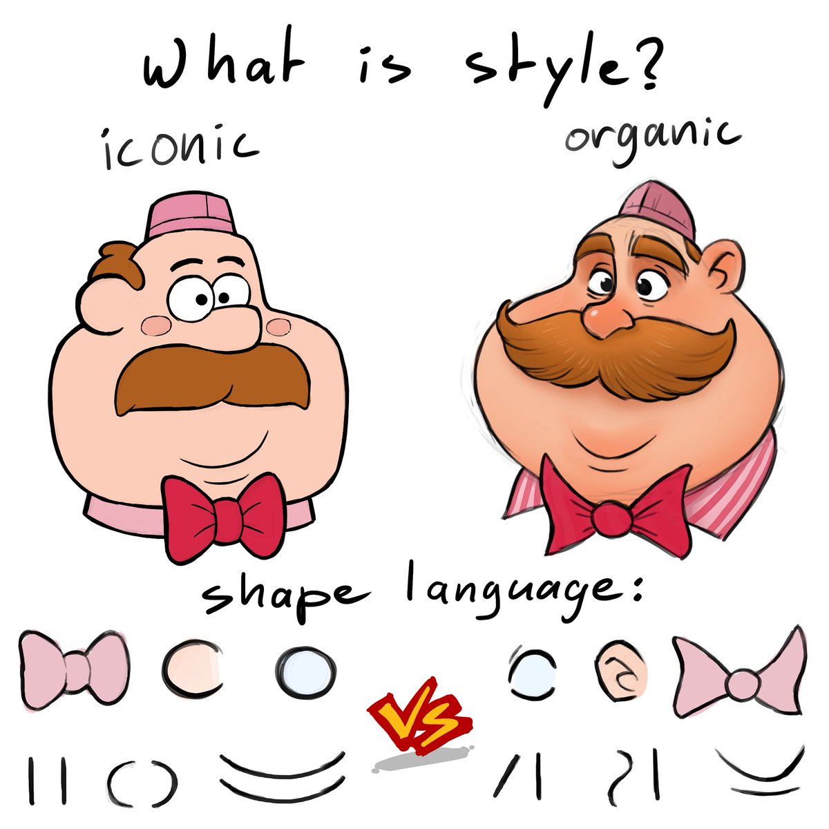 I usually draw in two types of styles, iconic/stylistic and more dynamyc amd feature animation like 