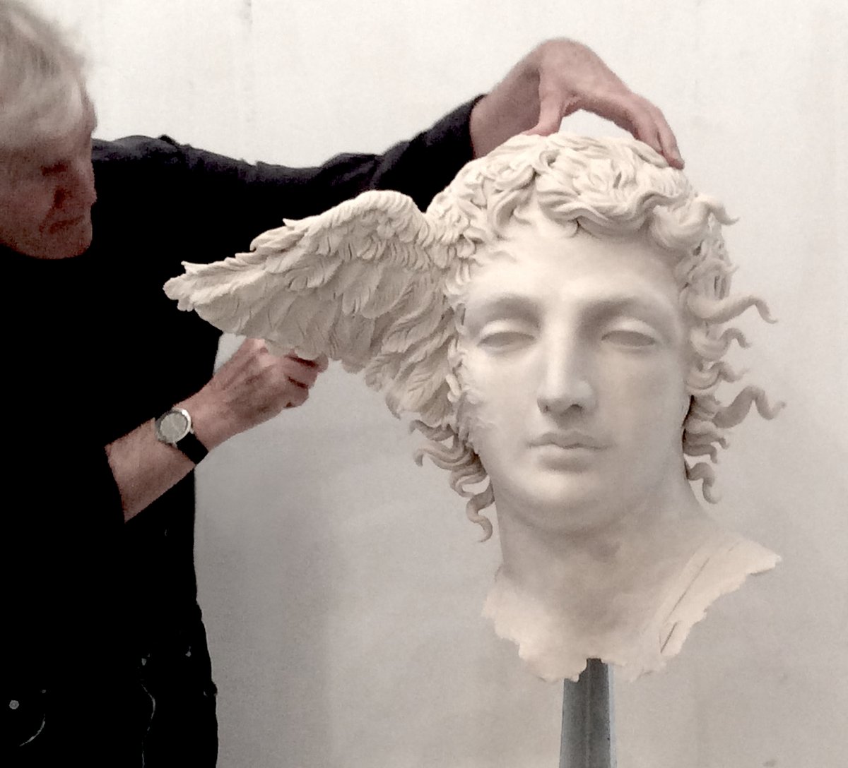 This is my dad, John Foxx, working on the sculpture, as part of the HYPNOS living statue coming to NYC this month ... 

He was my first, and greatest, collaborator. it's been a long time since we did something together tho.

Niceone dad. LFG mate. cheers, your son, John.