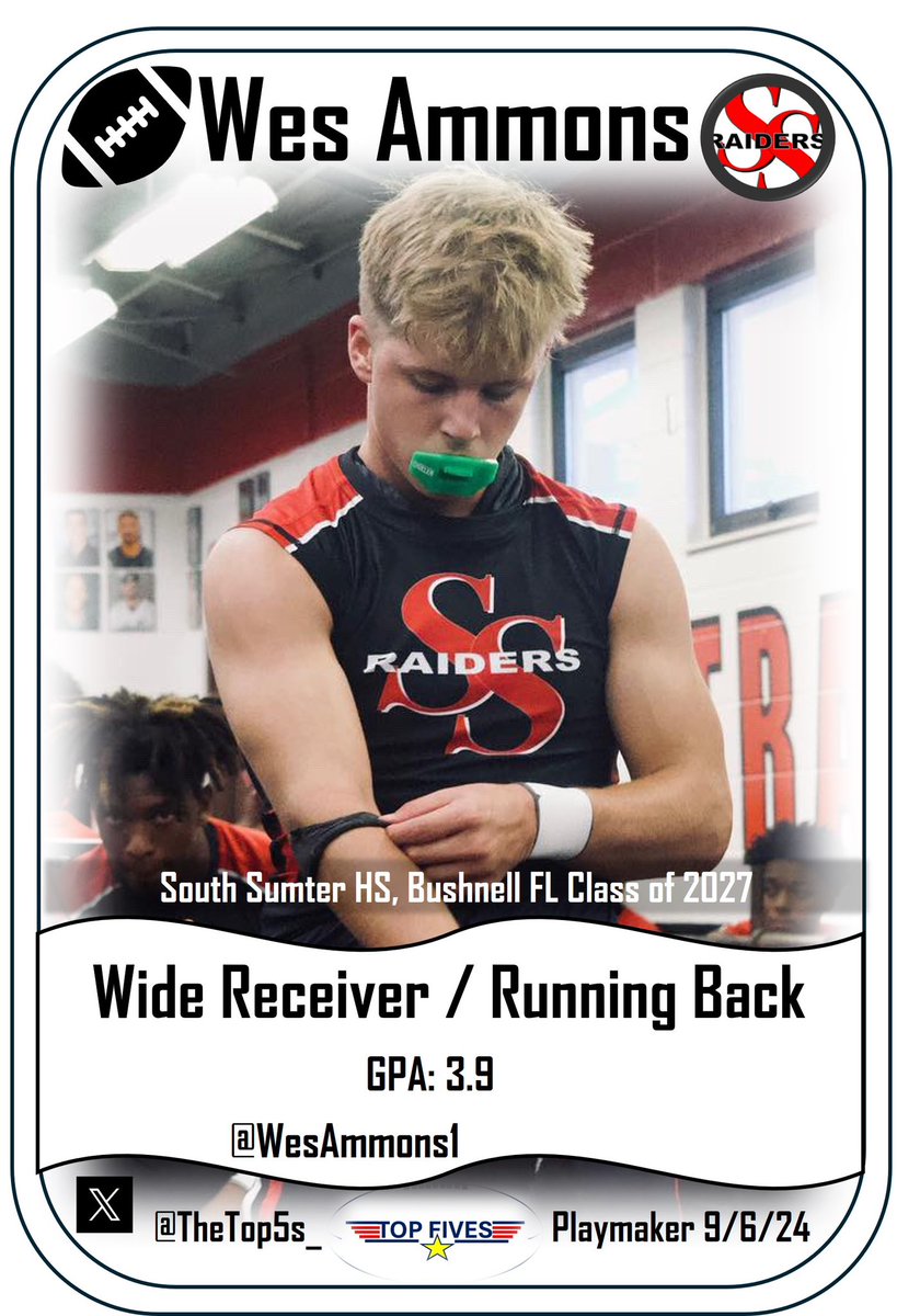 TOP FIVES (@thetop5s_) on Twitter photo 2027 RB/WR <a href="/WesAmmons1/">Wes Ammons</a>
<a href="/ScottieGraham/">Scottie Graham</a>
<a href="/ghaugii7/">Gordie Haug</a>
<a href="/BrianHainesb/">Brian Haines</a>
<a href="/aguanos/">Shaun Aguano 🔱 🏈🤙🏽🙏🏽</a>
@coachK_hall
<a href="/CoachJMont/">James Montgomery</a>
@coachemorrissey
<a href="/unga45/">Harvey Unga</a>
@coachjmoses
@coachprier
@coach_roehl
@coachanderson15
<a href="/CoachMarkWatson/">Mark Watson Jr.</a>
<a href="/CoachCBarclay/">Chris Barclay</a>
@KBtheStable
<a href="/CoachKG10/">Coach Kirk Garner</a>
@davidwcobb 2027 RB/WR <a href="/WesAmmons1/">Wes Ammons</a>
<a href="/ScottieGraham/">Scottie Graham</a>
<a href="/ghaugii7/">Gordie Haug</a>
<a href="/BrianHainesb/">Brian Haines</a>
<a href="/aguanos/">Shaun Aguano 🔱 🏈🤙🏽🙏🏽</a>
@coachK_hall
<a href="/CoachJMont/">James Montgomery</a>
@coachemorrissey
<a href="/unga45/">Harvey Unga</a>
@coachjmoses
@coachprier
@coach_roehl
@coachanderson15
<a href="/CoachMarkWatson/">Mark Watson Jr.</a>
<a href="/CoachCBarclay/">Chris Barclay</a>
@KBtheStable
<a href="/CoachKG10/">Coach Kirk Garner</a>
@davidwcobb