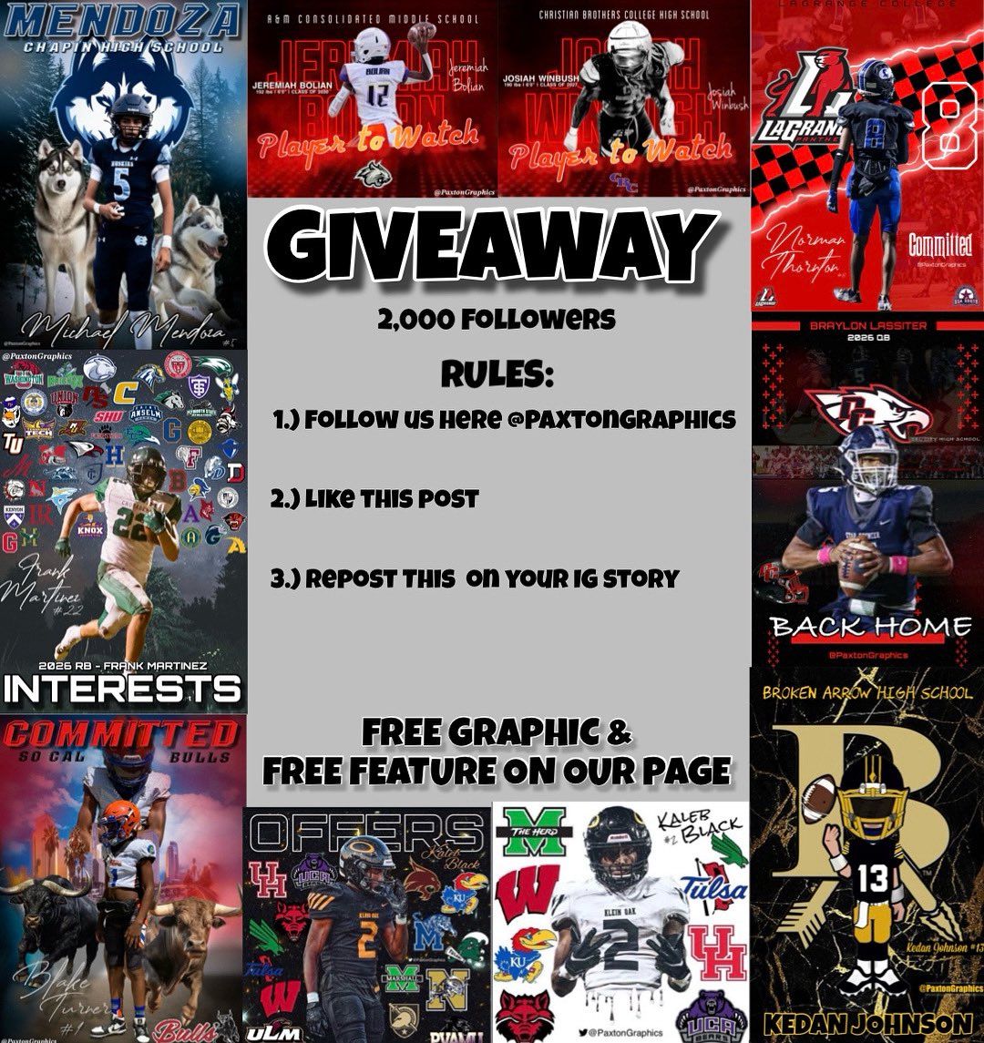 ‼️INSTAGRAM GIVEAWAY‼️

Rules:

1.) FOLLOW US ON IG <a href="/PaxtonGraphics/">Paxton Graphics</a> 

2.) LIKE THIS POST ON IG/X

3.) REPOST ON YOUR IG STORY

Customers who have bought a graphic before will receive 5 extra entries after completing the requirements!