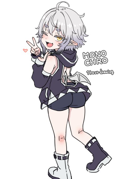 うちのこ モノクロちゃんは落書きなら一時間で描ける説 