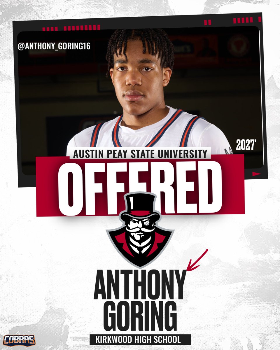 Kirkwood Men’s Basketball (@kirkwoodmbb) on Twitter photo Congratulations to 2027 Anthony Goring Jr. (<a href="/AnthonyGor10/">Anthony Goring</a>) for receiving an offer from Austin Peay State University 🎩(<a href="/GovsMBB/">Austin Peay Men's Basketball</a>)‼️
#TheKirkwoodWay #TheHomeTeam #HighSchoolBasketball #Clarksville
<a href="/AndrewForce8/">Andrew Force</a> <a href="/TreySterner5345/">Trey Sterner</a> <a href="/PrepHoopsTN/">Prep Hoops Tennessee</a> <a href="/Kreager/">𝑇𝑜𝑚 𝐾𝑟𝑒𝑎𝑔𝑒𝑟</a> Congratulations to 2027 Anthony Goring Jr. (<a href="/AnthonyGor10/">Anthony Goring</a>) for receiving an offer from Austin Peay State University 🎩(<a href="/GovsMBB/">Austin Peay Men's Basketball</a>)‼️
#TheKirkwoodWay #TheHomeTeam #HighSchoolBasketball #Clarksville
<a href="/AndrewForce8/">Andrew Force</a> <a href="/TreySterner5345/">Trey Sterner</a> <a href="/PrepHoopsTN/">Prep Hoops Tennessee</a> <a href="/Kreager/">𝑇𝑜𝑚 𝐾𝑟𝑒𝑎𝑔𝑒𝑟</a>