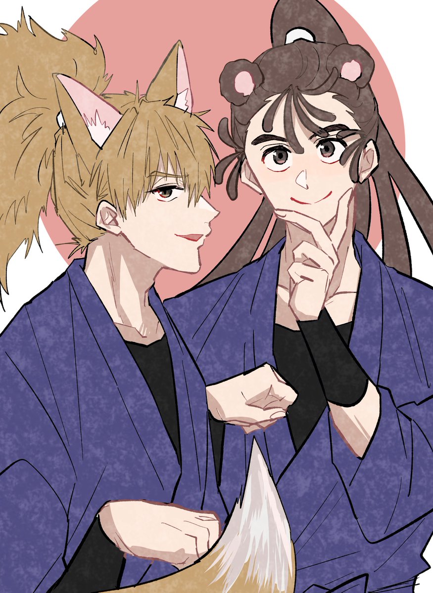 「狐と狸」|どろしーのイラスト