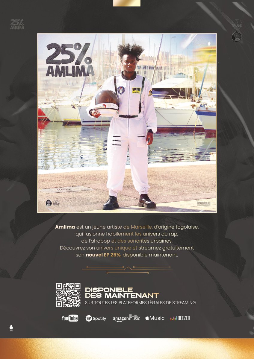 ag_amlimavi's tweet photo. ÇA Y EST. Mon tout nouvel EP 25% est disponible sur toutes les plateformes ! La version physique est disponible sur le site https://t.co/f6gNWkSWw5

- Lien d’écoute  : https://t.co/yCvgpd85H0

- Afreekapkay : https://t.co/ncWwzmeFC5

#Amlima #MondeAmlimaMusic https://t.co/TqXB734NoB