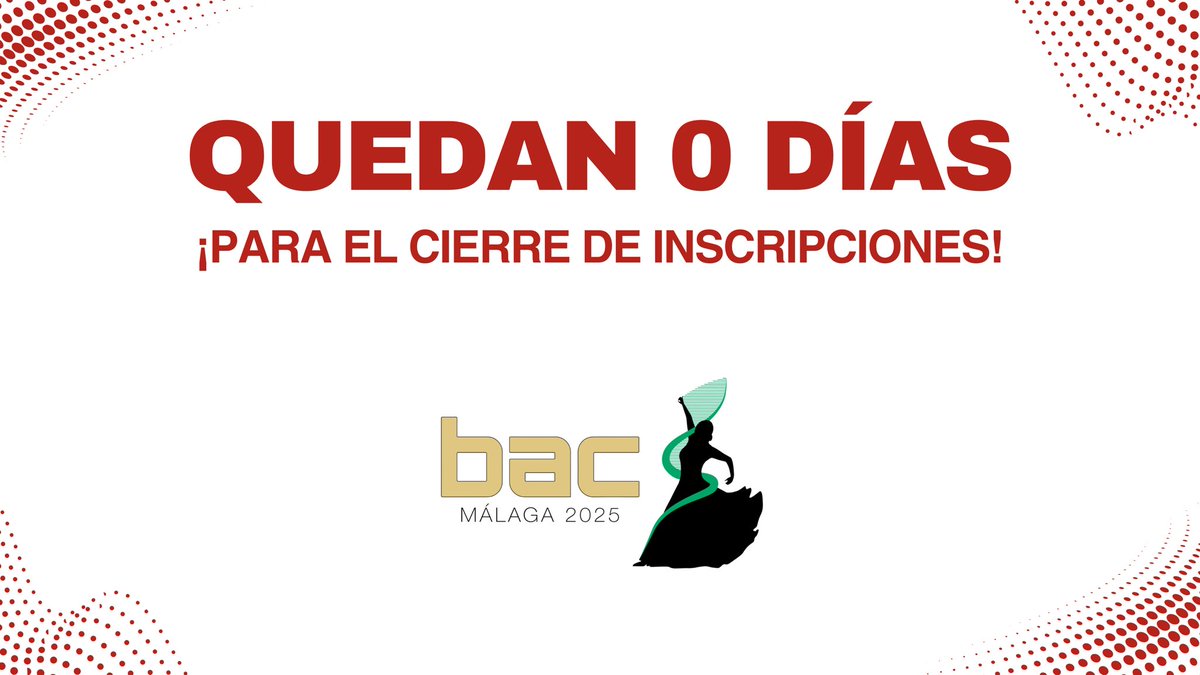 🔥 ÚLTIMO DÍA para inscribirte en #BAC2025 🔥

Hoy decides si te quedas fuera… o dentro de un evento biotech que marcará el año ✨🚀✨

¡Qué no te lo cuenten! Nos vemos en Málaga 🌊🌞

🔗 Consíguela en bac.febiotec.es/registro/