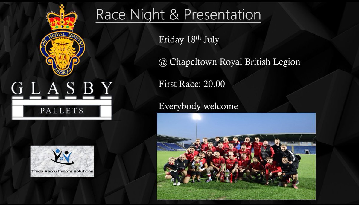 Join us at the RBL on Friday 18th July for our race night &amp; presentation!