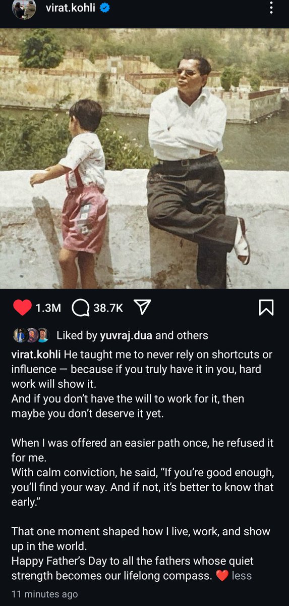 Virat Kohli shares a heartfelt moment this Father’s Day. ❤️
#FatherDay2025 #FatherDay #ViratKohli