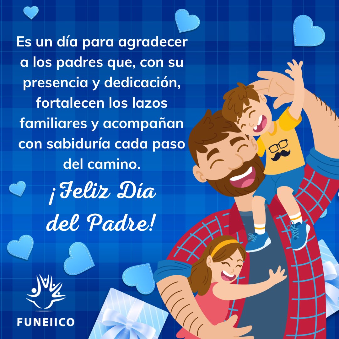Hoy es un día especial para reconocer a los #Papás que, con su presencia constante y compromiso profundo, dejan huella en la vida de sus hijos
Desde nuestra familia #FUNEIICO agradecemos a los padres que enseñan generosidad, empatía y fortaleza
#FelizDíaDelPadre 💜🤗