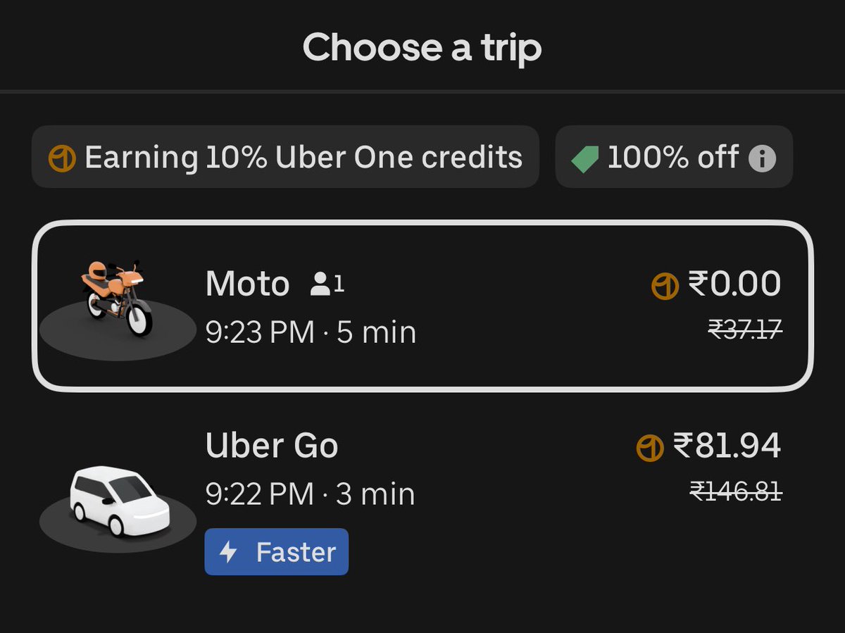 adityathakurxd's tweet image. Uber Moto going away discount?