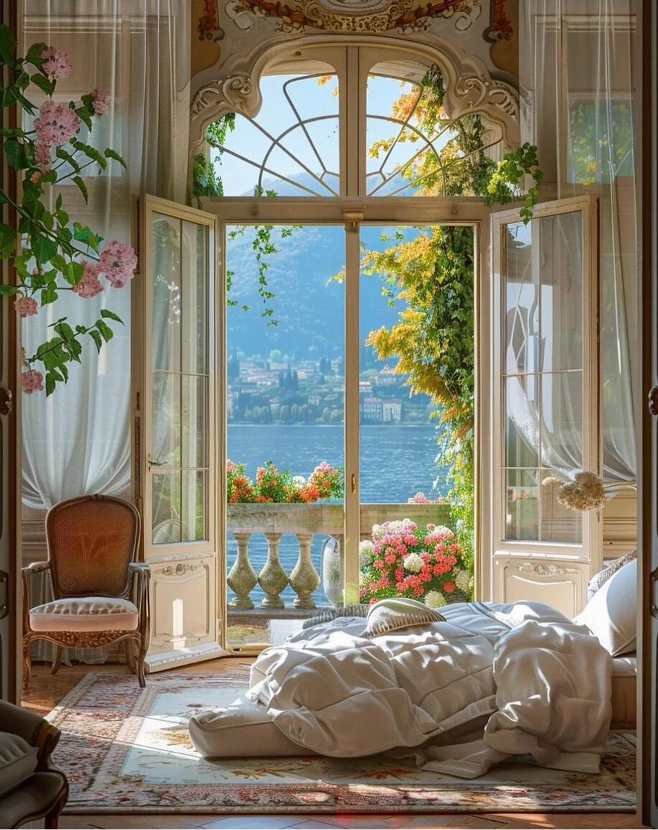 As sunshine spills into the room.