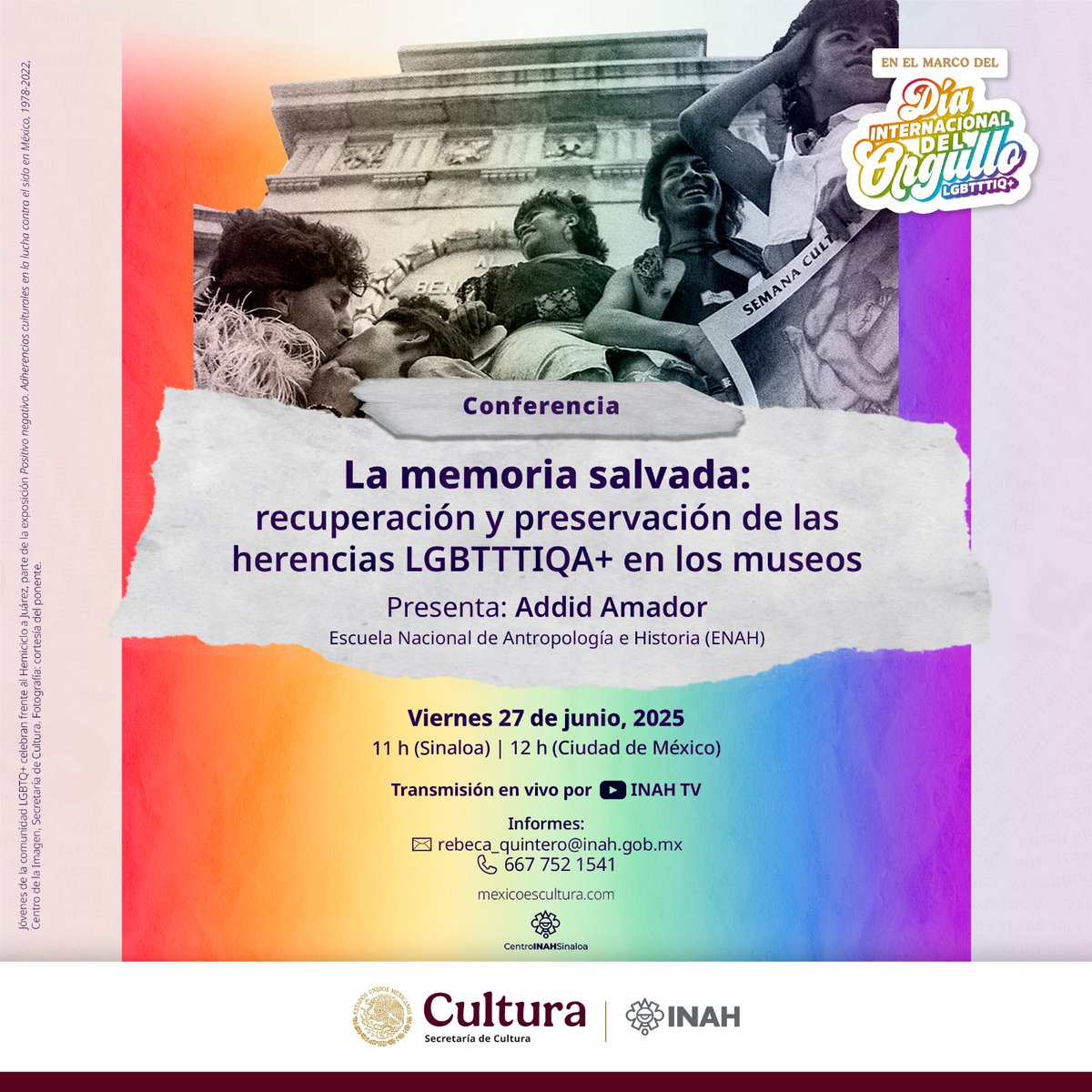 En la conmemoración del Orgullo LGBTTTIQ+ me emociona en demasía compartir esta charla con ustedes.

Dedicada a la memoria de dos antropólogos que me marcaron de manera significativa: Xabier Lizarraga y Diana Bedolla.
🏳️‍🌈❤️‍🔥🏳️‍⚧️ 

#OrgulloLGBTQ #Queer #MuseosparaTodxs #MesDelOrgullo