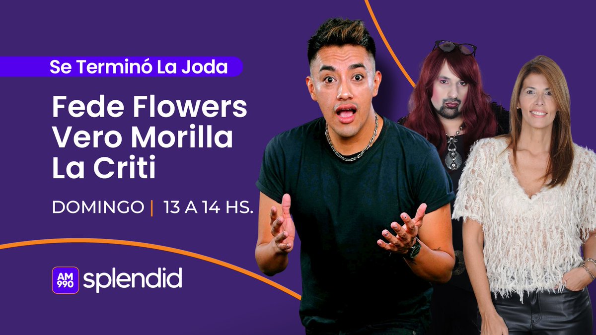 📻 ¡Ya llega #SeTerminóLaJoda con <a href="/fedeflowersok/">FEDE FLOWERS</a>, <a href="/LaCritiok/">La Criti</a> y Vero Morilla!
👉 Domingos de 13 a 14hs.
📲 Te leemos al 11 3828 0990.
💻 Escuchanos por la App Splendid AM 990 o en youtube.com/@splendidam990