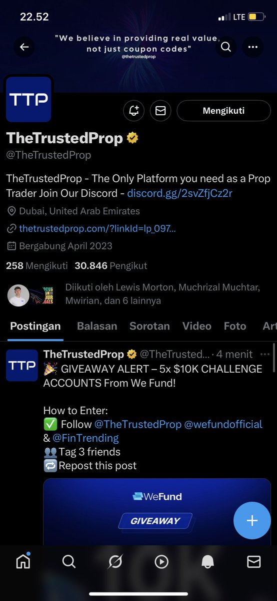 ibbel14's tweet photo. @TheTrustedProp @MyFundedFutures @FinTrending @shemasalamaka @Sndpriceaction @dotojal85 
Done https://t.co/MizjMi4map