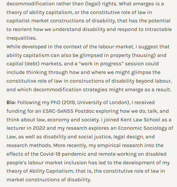 Marxism & Disability Network (@marxdisability) on Twitter photo Our next monthly event will take place on Tuesday, 8th July from 6:30pm BST
'Ability Capitalism: The Constitutive Role of Law in Market Constructions of Disability' - Clare Williams
#Marxism #Disability
The Zoom link will be shared on the MDN mailing list
marxismdisability.wordpress.com/2025/06/09/jul… Our next monthly event will take place on Tuesday, 8th July from 6:30pm BST
'Ability Capitalism: The Constitutive Role of Law in Market Constructions of Disability' - Clare Williams
#Marxism #Disability
The Zoom link will be shared on the MDN mailing list
marxismdisability.wordpress.com/2025/06/09/jul…