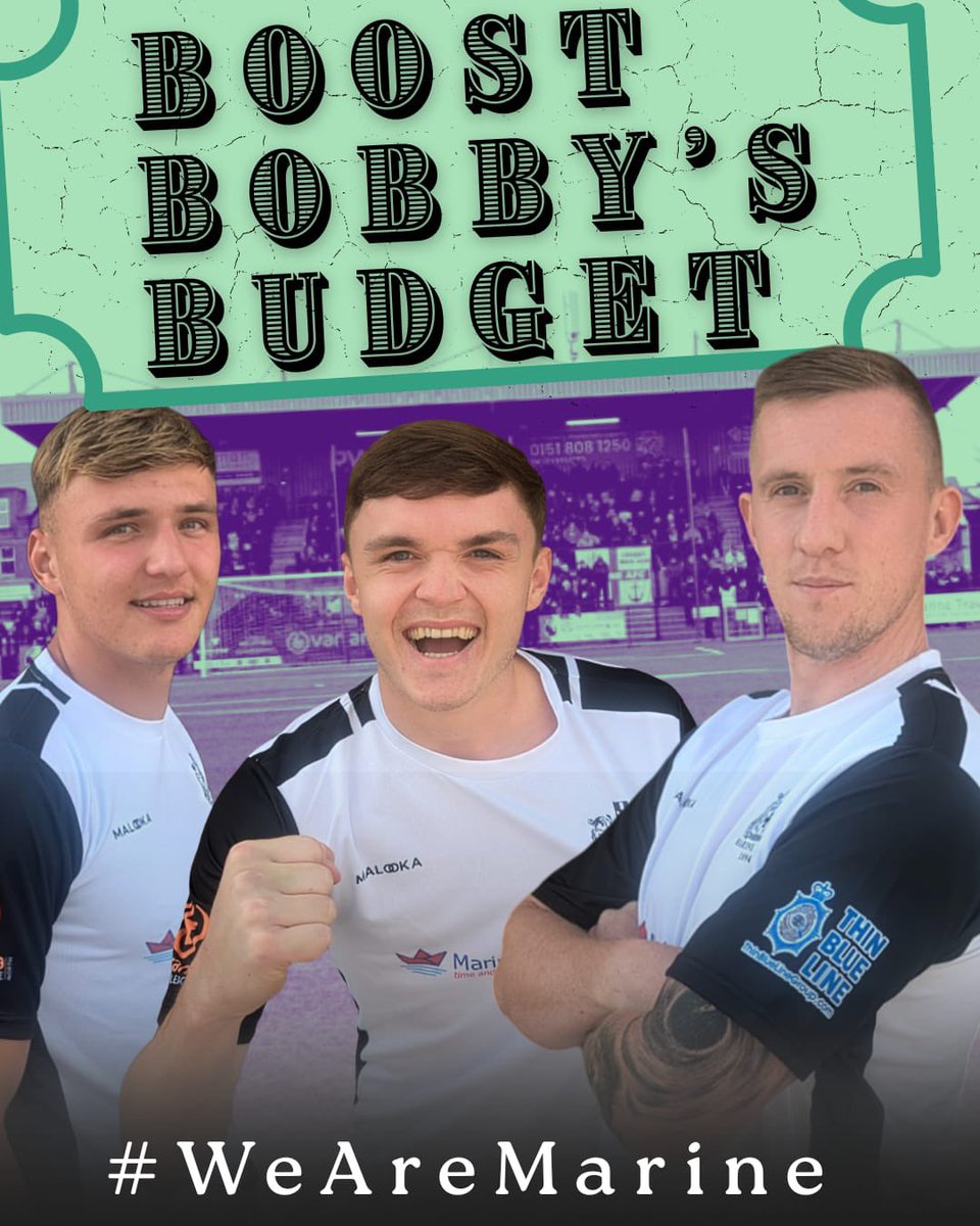🙌 Our Boost Bobby’s Budget deadline is two weeks tomorrow!

You can sign up to your chosen tier now to help improve our chances in the transfer window: marinefc.ktckts.com/brand/donation

#WeAreMarine