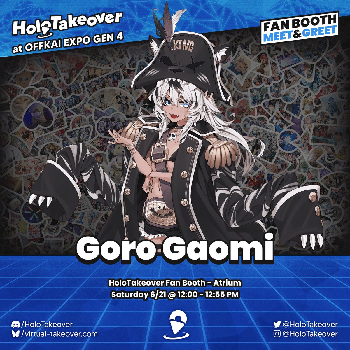 Stealin’ the booty all weeken—err uh…. 

ANYWAYS

Check out all the #OffKaiGen4 LOOT with <a href="/GoroGaomi/">Goro Gaomi ☠️⚓ SVP</a> at the HoloTakeover Fan Booth on Saturday @ 12PM!