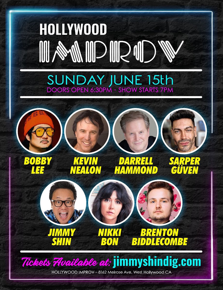 Hollywood Improv (@hollywoodimprov) on Twitter photo Big show tonight at 7:00 in The Main Room featuring <a href="/bobbyleelive/">Bobby Lee</a> Kevin Nealon, <a href="/DarrellCHammond/">Darrell Hammond</a> <a href="/Pepe5Kartal/">Sarper90day</a> <a href="/iamjimmyshin/">Jimmy Shin</a> Nikki Bon, <a href="/BBCOMBES/">Brenton Biddlecombe</a> +more! Low Ticket Warning!
Get tickets at hollywoodimprov.com
#hollywoodimprov #comedy Big show tonight at 7:00 in The Main Room featuring <a href="/bobbyleelive/">Bobby Lee</a> Kevin Nealon, <a href="/DarrellCHammond/">Darrell Hammond</a> <a href="/Pepe5Kartal/">Sarper90day</a> <a href="/iamjimmyshin/">Jimmy Shin</a> Nikki Bon, <a href="/BBCOMBES/">Brenton Biddlecombe</a> +more! Low Ticket Warning!
Get tickets at hollywoodimprov.com
#hollywoodimprov #comedy