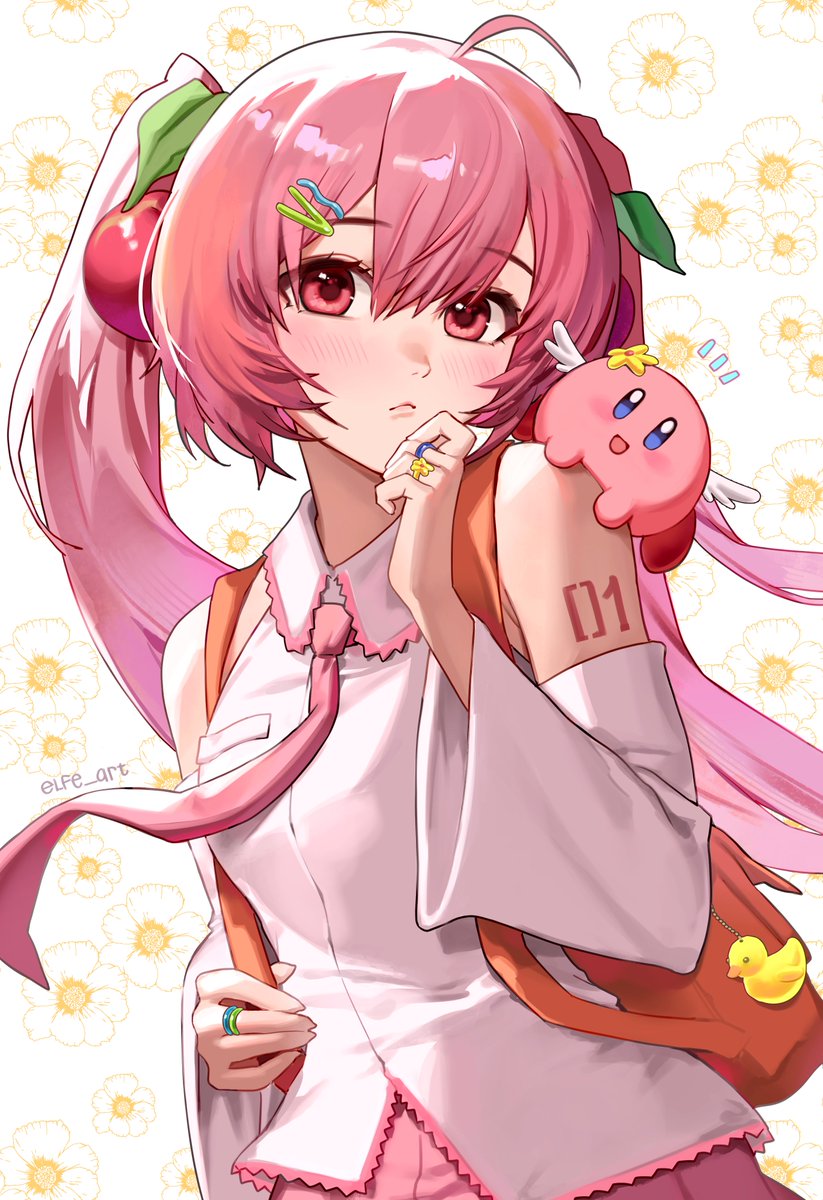 elfe_art's tweet image. sakura miku &amp;amp; kirby!